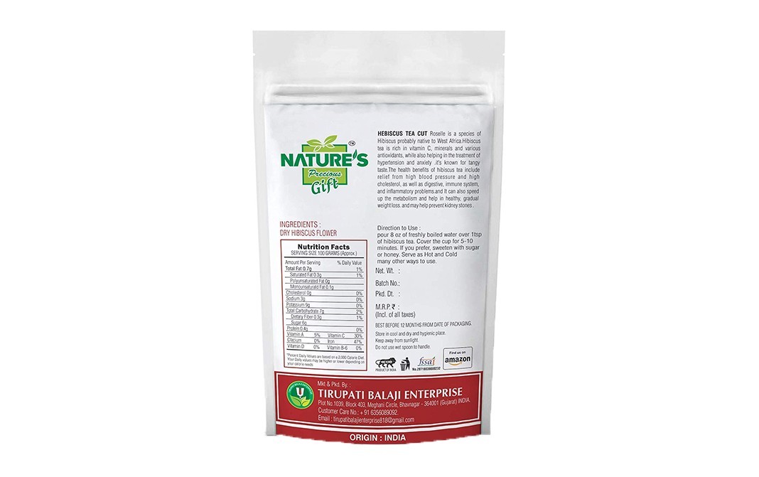 Nature's Gift Hibiscus Tea Cut    Pack  100 grams